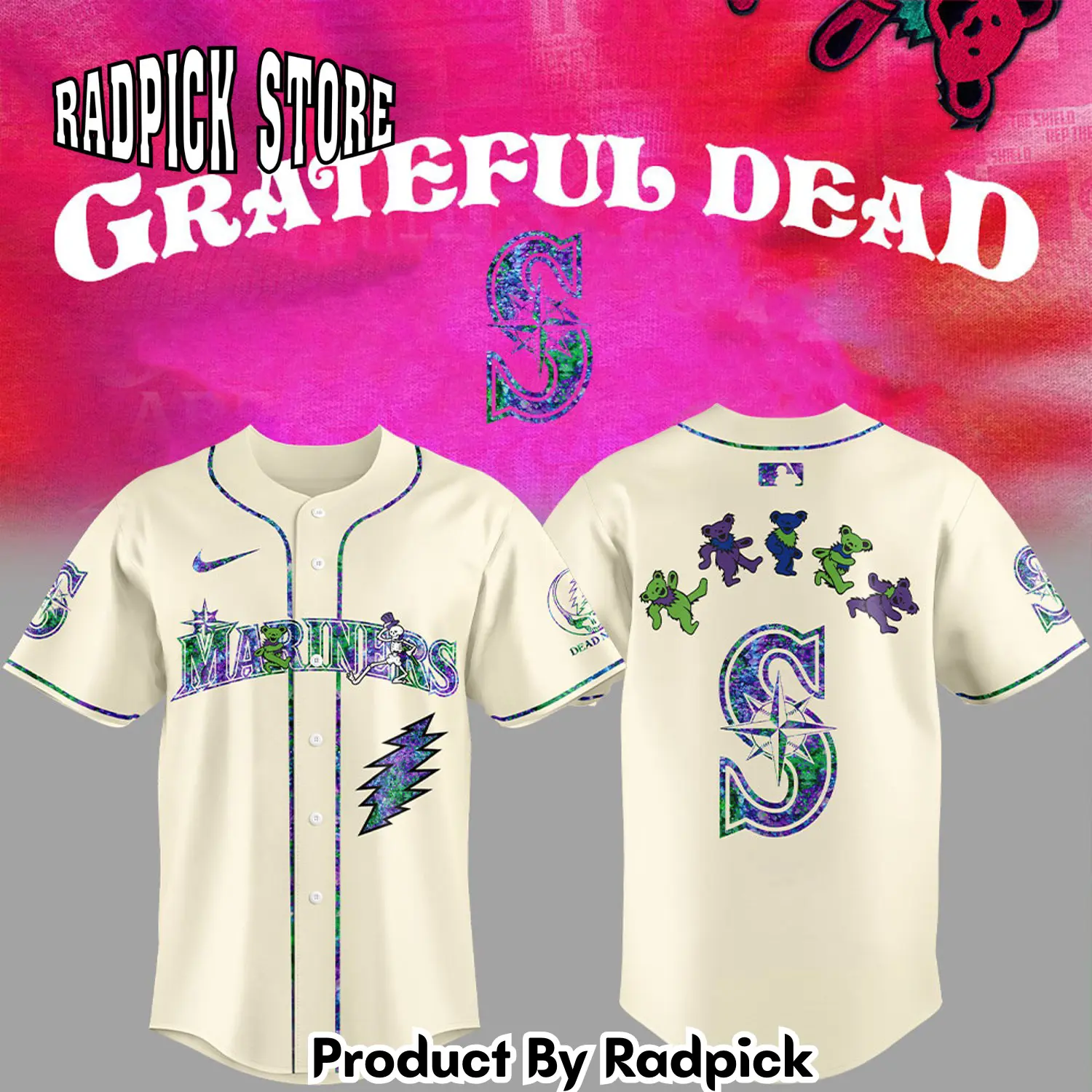 Radpick seattle mariners grateful dead night cream alternate baseball jersey rp127124